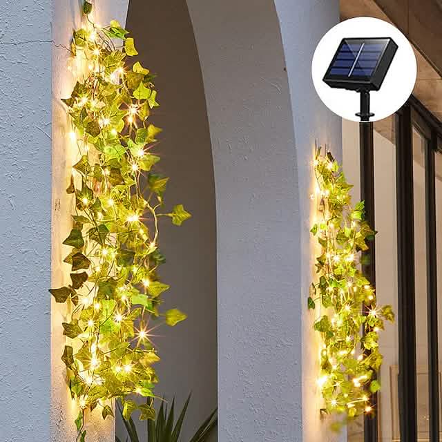 Guirlande Lumineuse Solaire LED Feuilles de Lierre