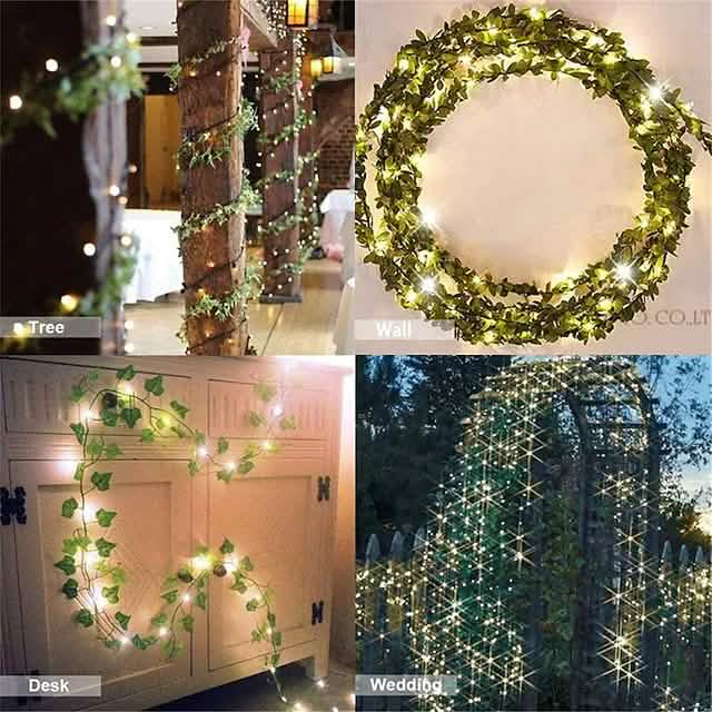 Guirlande Lumineuse Solaire LED Feuilles de Lierre
