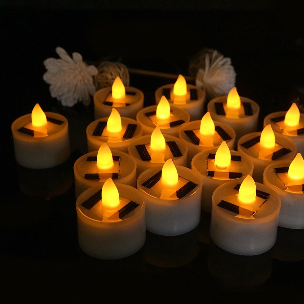 Lampe solaire LED, bougie électronique solaire, bougies LED chauffe-plat, bougies factices à piles pour mariage, fête, vacances, décoration intérieure, bougie électronique sans flamme pour l'extérieur, Noël, Halloween