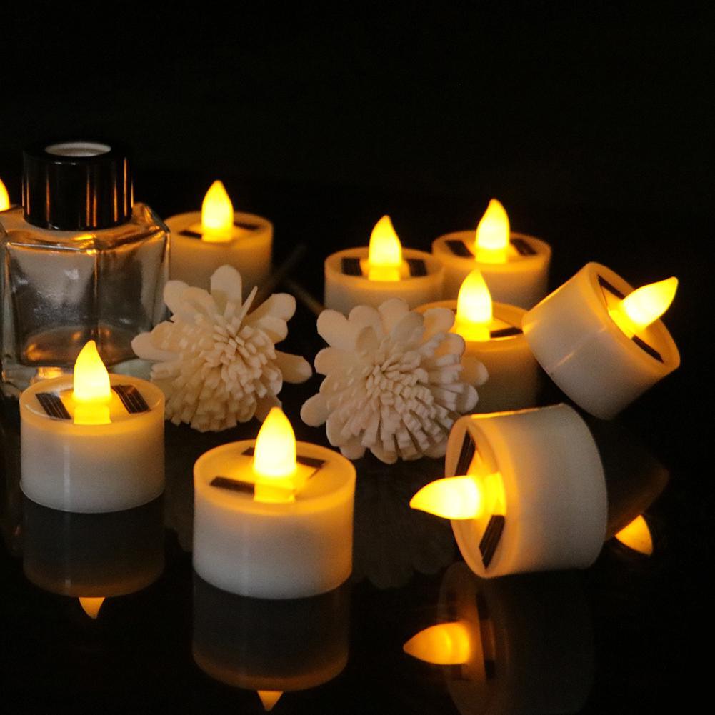 Lampe solaire LED, bougie électronique solaire, bougies LED chauffe-plat, bougies factices à piles pour mariage, fête, vacances, décoration intérieure, bougie électronique sans flamme pour l'extérieur, Noël, Halloween