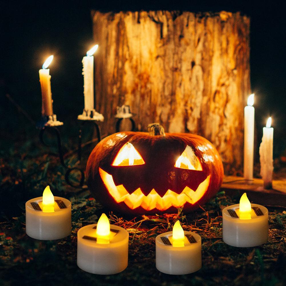 Lampe solaire LED, bougie électronique solaire, bougies LED chauffe-plat, bougies factices à piles pour mariage, fête, vacances, décoration intérieure, bougie électronique sans flamme pour l'extérieur, Noël, Halloween