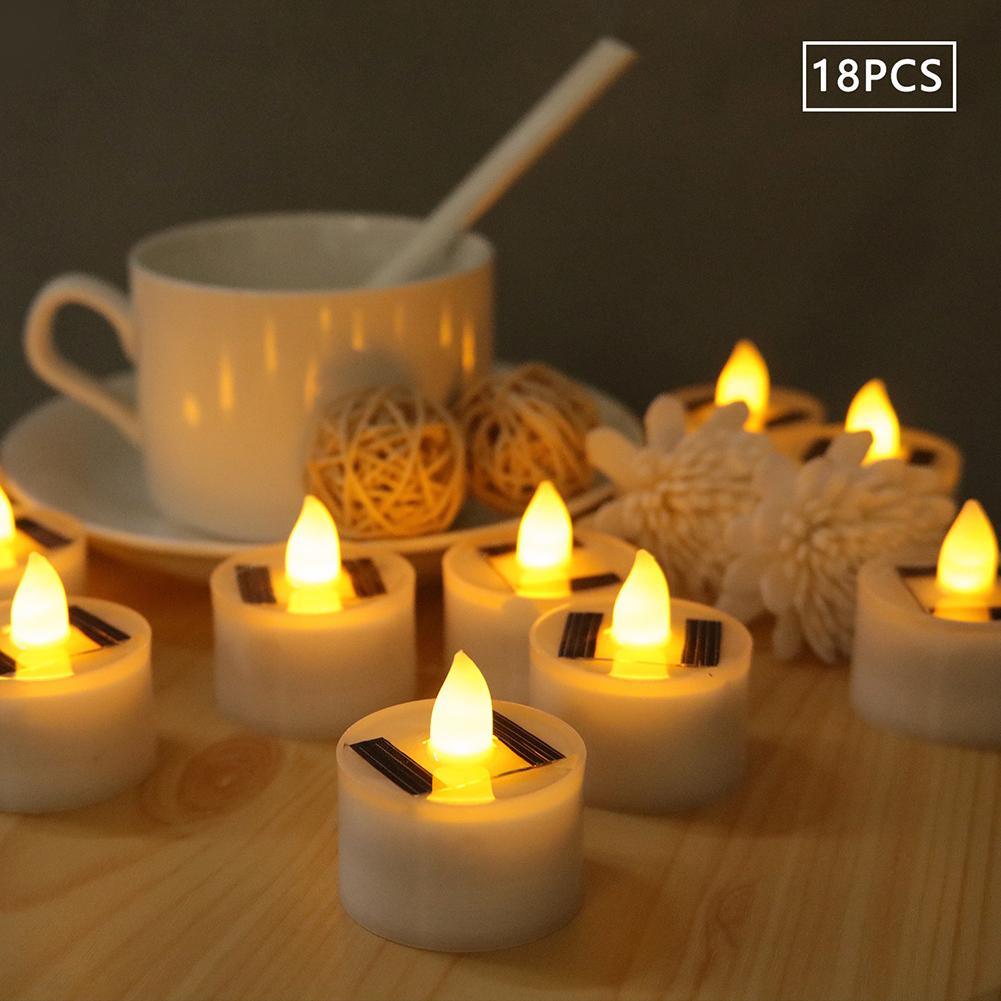 Lampe solaire LED, bougie électronique solaire, bougies LED chauffe-plat, bougies factices à piles pour mariage, fête, vacances, décoration intérieure, bougie électronique sans flamme pour l'extérieur, Noël, Halloween