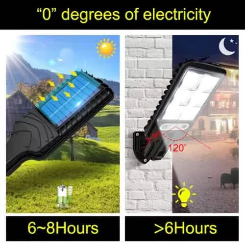 Lampe Solaire LED Détecteur de Mouvement 3 Modes Projecteur Mural Extérieur Jardin