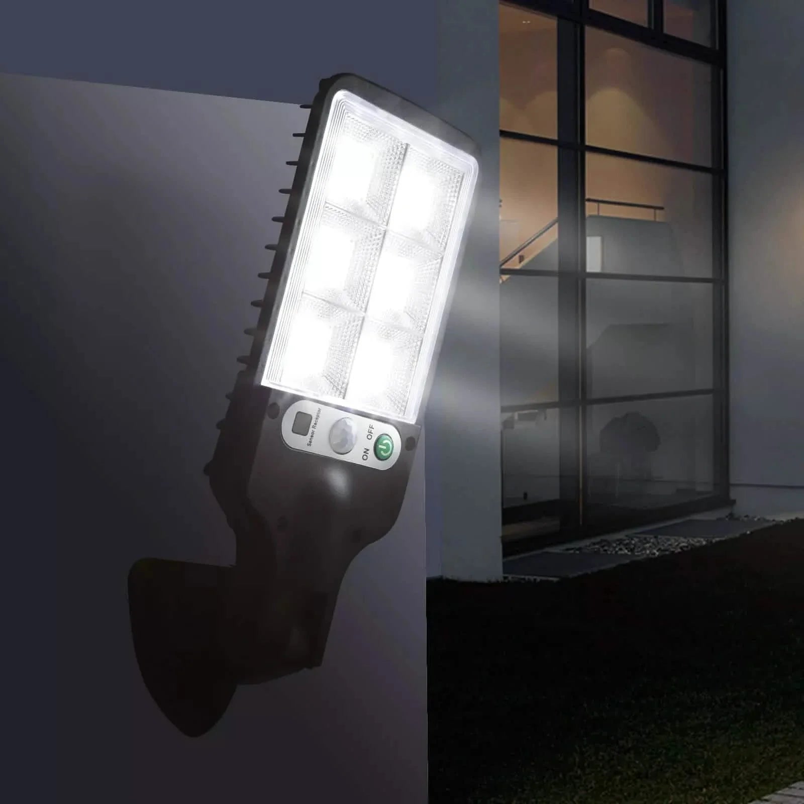 Lampe Solaire LED Détecteur de Mouvement 3 Modes Projecteur Mural Extérieur Jardin