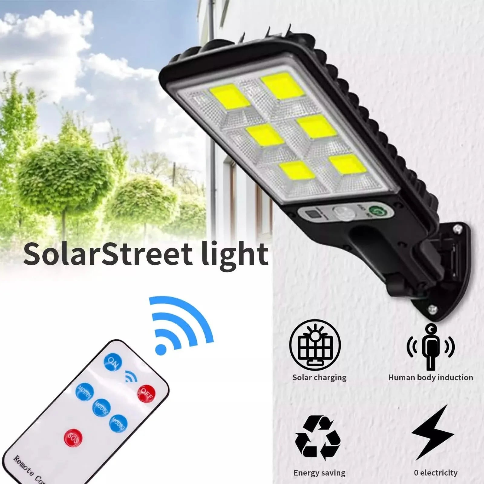 Lampe Solaire LED Détecteur de Mouvement 3 Modes Projecteur Mural Extérieur Jardin