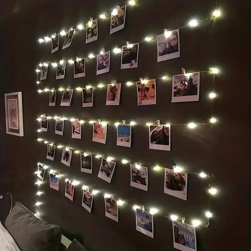 Guirlande lumineuse LED avec 40 pinces en bois