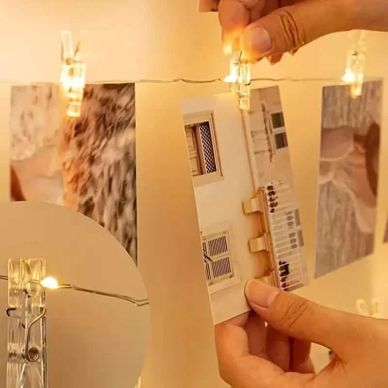 Guirlande lumineuse LED avec 40 pinces en bois