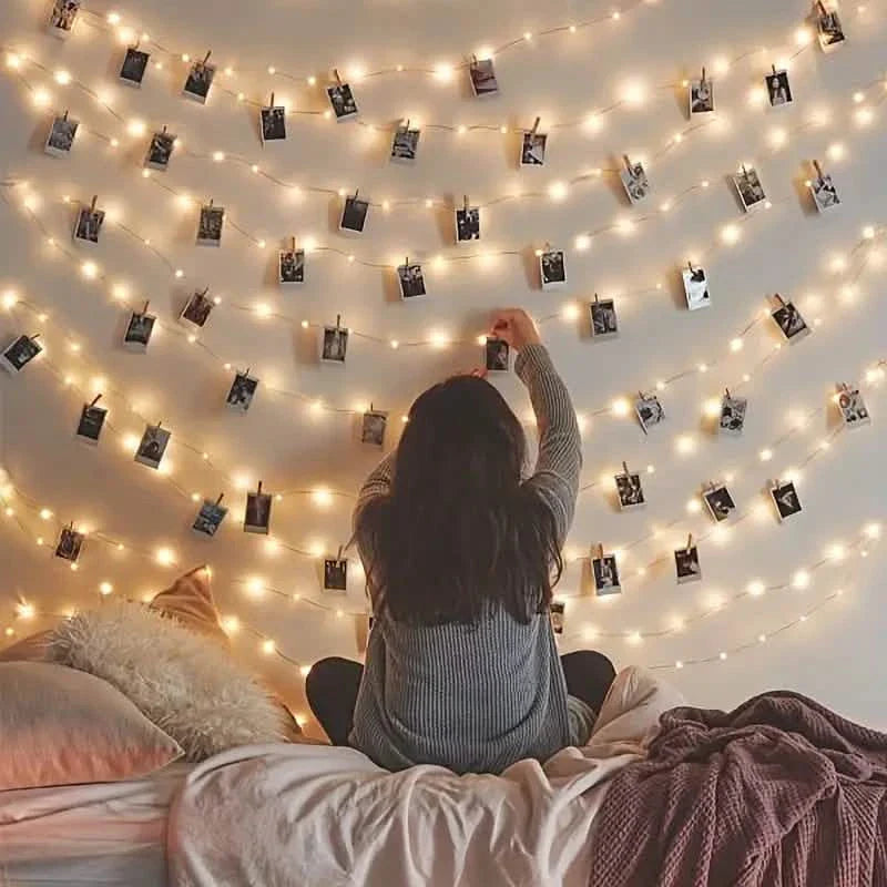 Guirlande lumineuse LED avec 40 pinces en bois