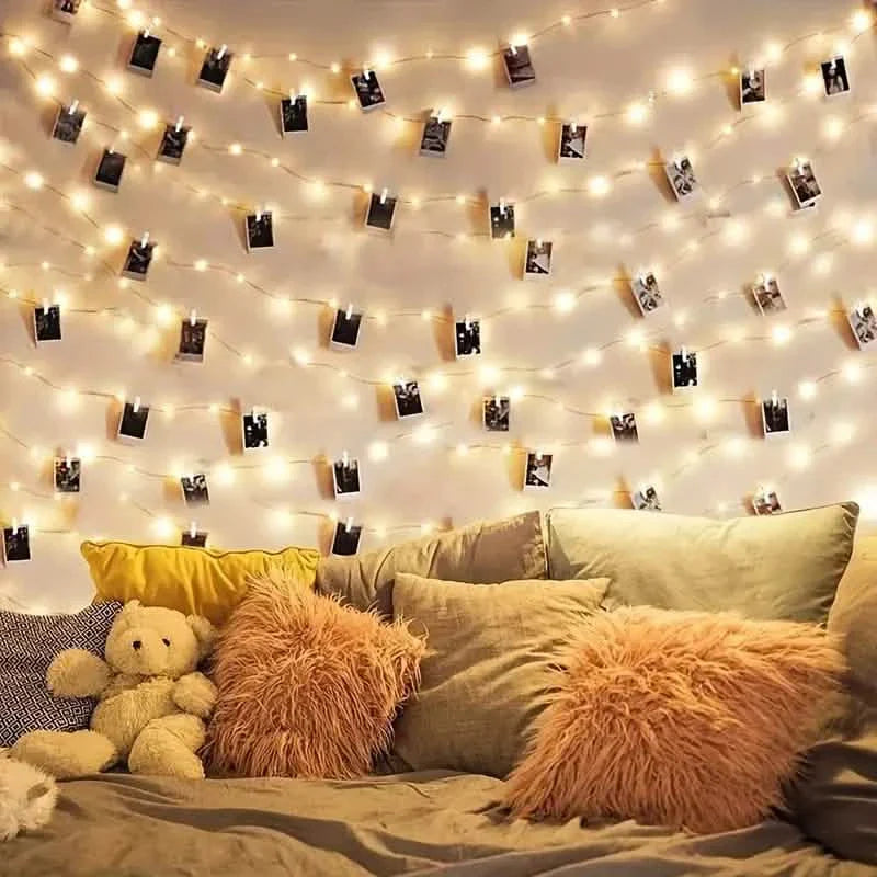 Guirlande lumineuse LED avec 40 pinces en bois