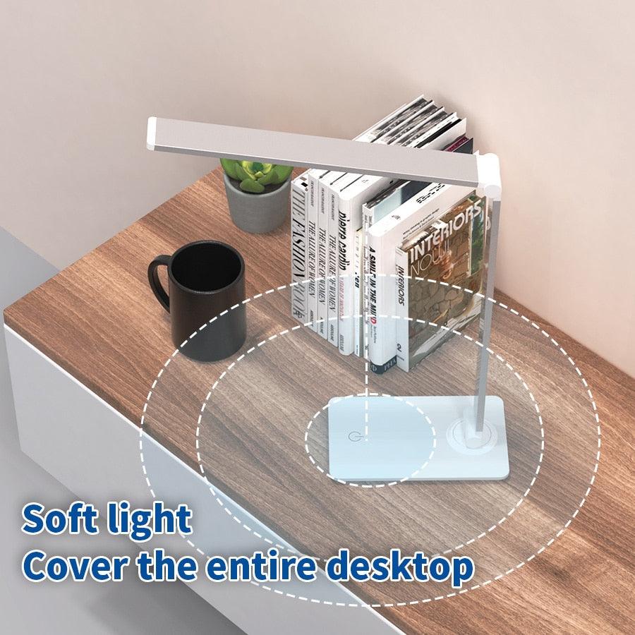 Lampe de table LED Lampe de bureau à intensité variable Lampe de lecture de bureau pliable et rotative Interrupteur tactile DC 5V USB Veilleuse Lampes de bureau Lampe de table décorative Jolies lampes d'étude pour la décoration de chambre à coucher