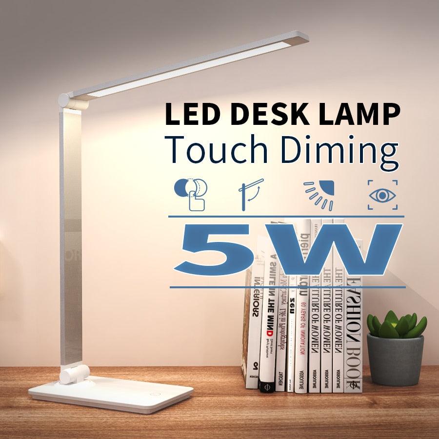 Lampe de table LED Lampe de bureau à intensité variable Lampe de lecture de bureau pliable et rotative Interrupteur tactile DC 5V USB Veilleuse Lampes de bureau Lampe de table décorative Jolies lampes d'étude pour la décoration de chambre à coucher