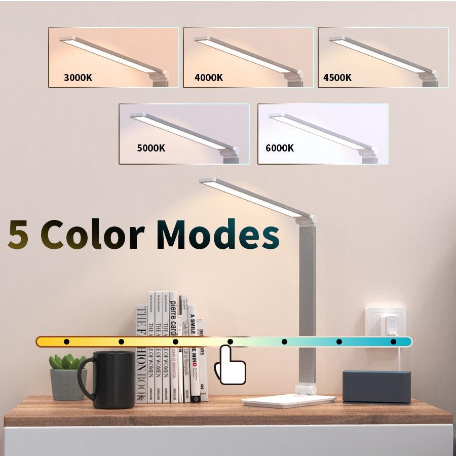 Lampe de table LED Lampe de bureau à intensité variable Lampe de lecture de bureau pliable et rotative Interrupteur tactile DC 5V USB Veilleuse Lampes de bureau Lampe de table décorative Jolies lampes d'étude pour la décoration de chambre à coucher