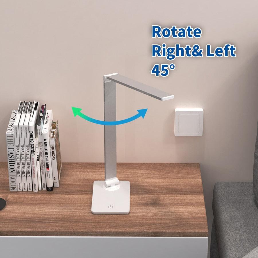 Lampe de table LED Lampe de bureau à intensité variable Lampe de lecture de bureau pliable et rotative Interrupteur tactile DC 5V USB Veilleuse Lampes de bureau Lampe de table décorative Jolies lampes d'étude pour la décoration de chambre à coucher