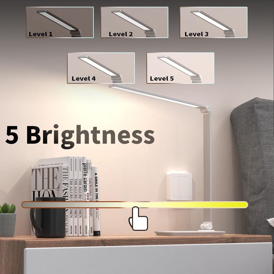 Lampe de table LED Lampe de bureau à intensité variable Lampe de lecture de bureau pliable et rotative Interrupteur tactile DC 5V USB Veilleuse Lampes de bureau Lampe de table décorative Jolies lampes d'étude pour la décoration de chambre à coucher