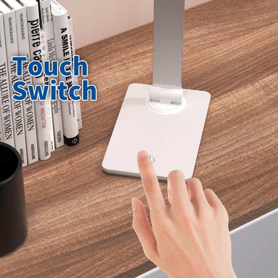 Lampe de table LED Lampe de bureau à intensité variable Lampe de lecture de bureau pliable et rotative Interrupteur tactile DC 5V USB Veilleuse Lampes de bureau Lampe de table décorative Jolies lampes d'étude pour la décoration de chambre à coucher
