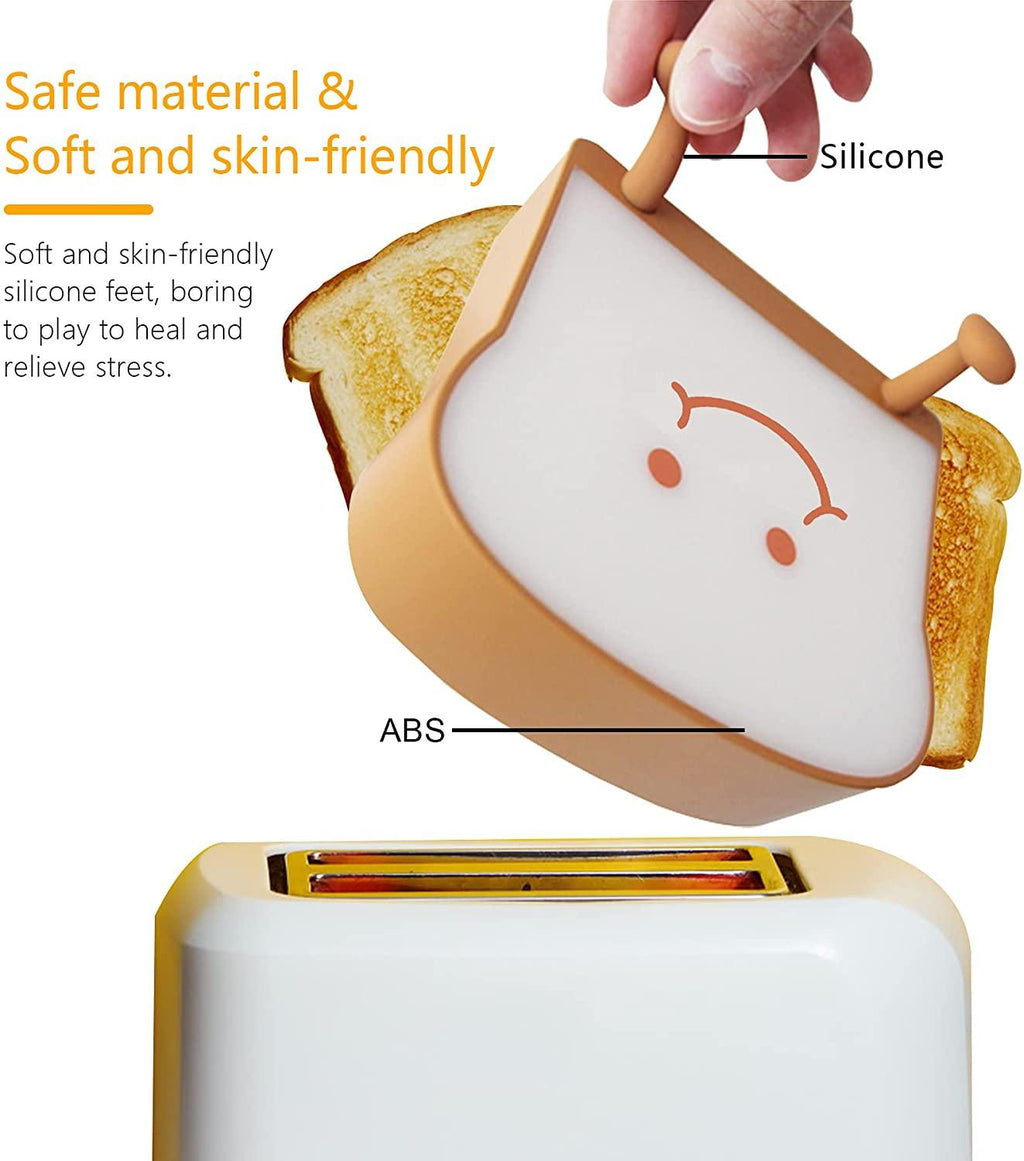 Veilleuse LED Toast avec support de téléphone en silicone, lampe de table à variation infinie, décoration de pain, lampe créative, lampe de table décorative, lampes de bureau mignonnes pour la décoration de chambre.