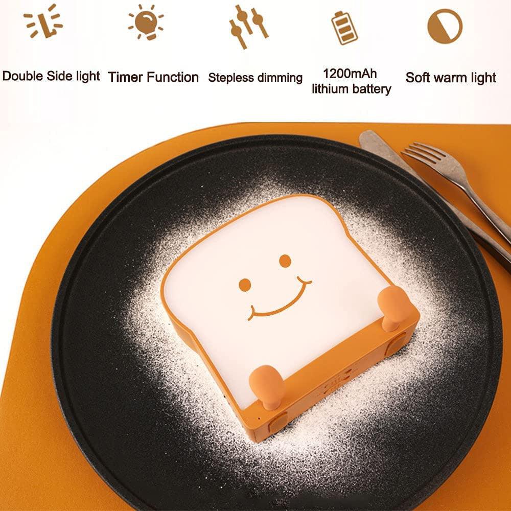 Veilleuse LED Toast avec support de téléphone en silicone, lampe de table à variation infinie, décoration de pain, lampe créative, lampe de table décorative, lampes de bureau mignonnes pour la décoration de chambre.