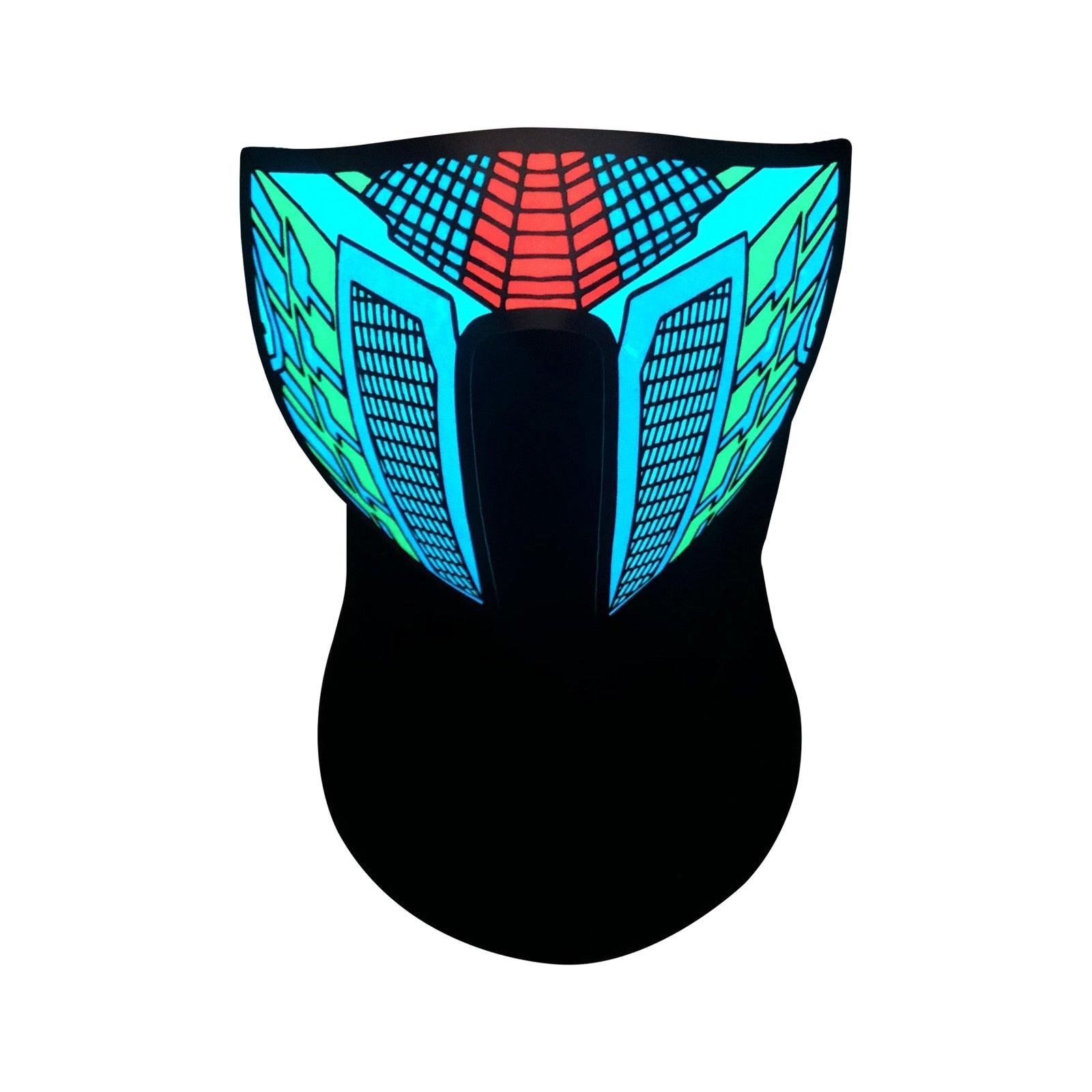 Coiffe Chaude LED Masque Facial LED Masques de Fête Lumineux Danse Halloween Cosplay Pâques Rave Masque Costume Lumineux Lavable Pliable Masque de Fête Cool Lumineux Masque Lumineux Activé Masque de Fête Musical LED Masque Musical LED pour Fête Festive