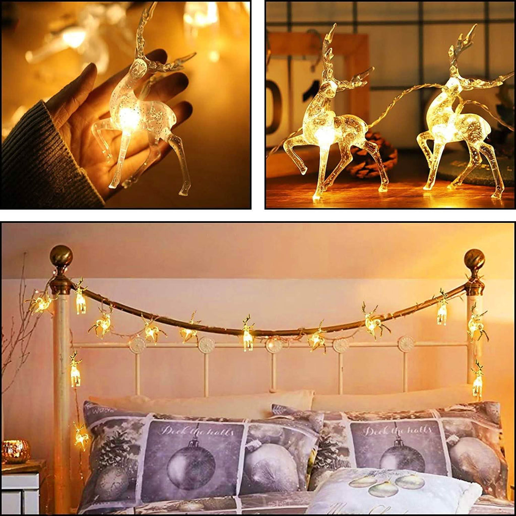 Guirlande lumineuse de Noël LED blanc chaud avec rennes