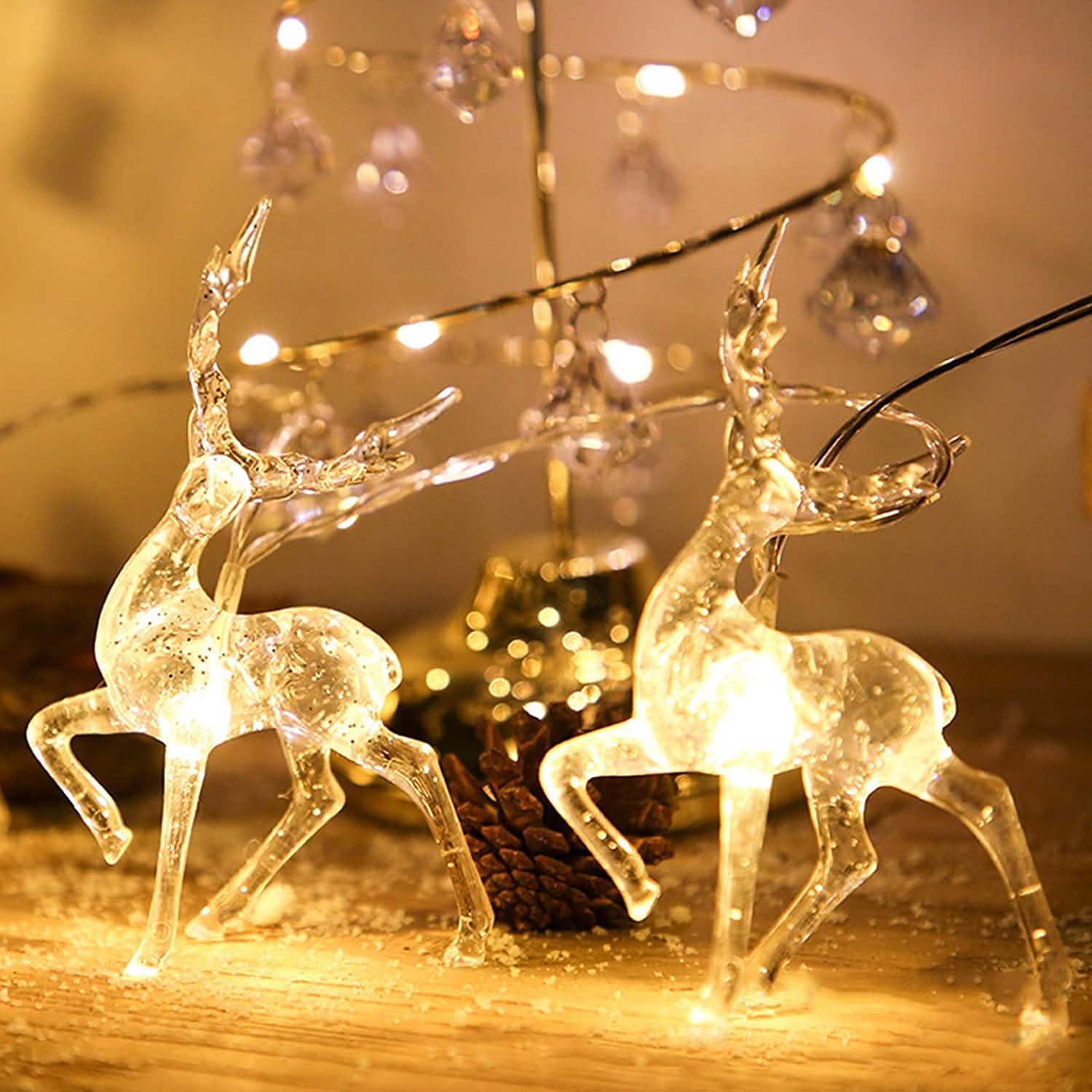 Guirlande lumineuse de Noël LED blanc chaud avec rennes