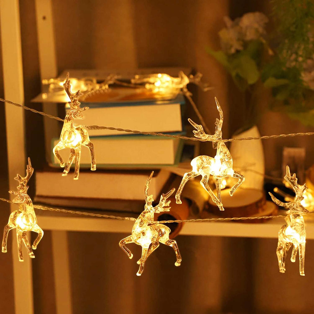 Guirlande lumineuse de Noël LED blanc chaud avec rennes