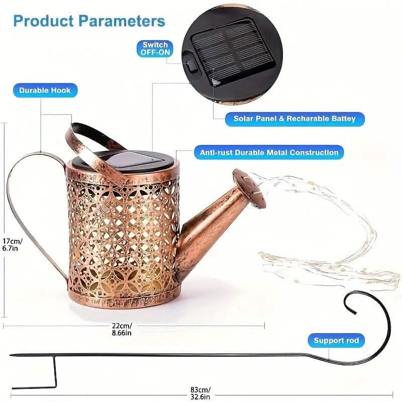Arrosoir LED Guirlande lumineuse solaire Fée Théière
