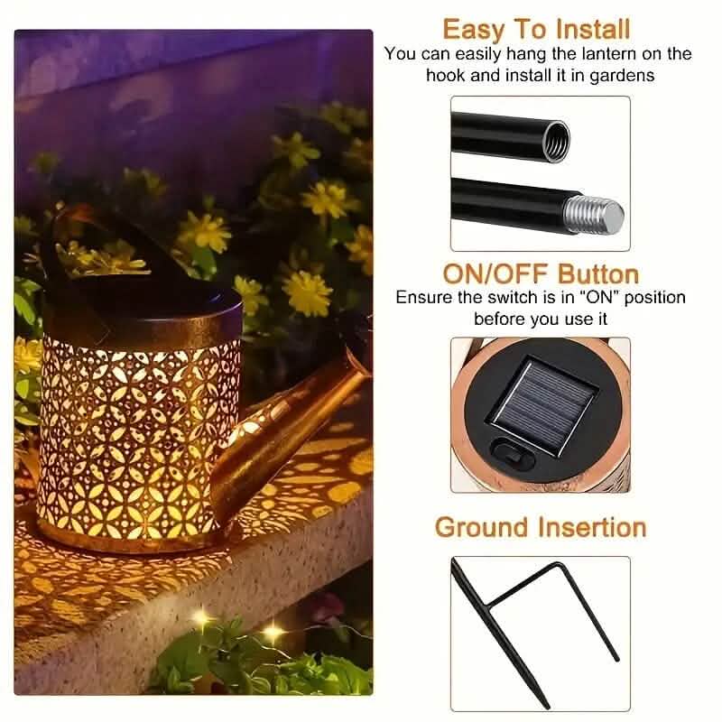 Arrosoir LED Guirlande lumineuse solaire Fée Théière