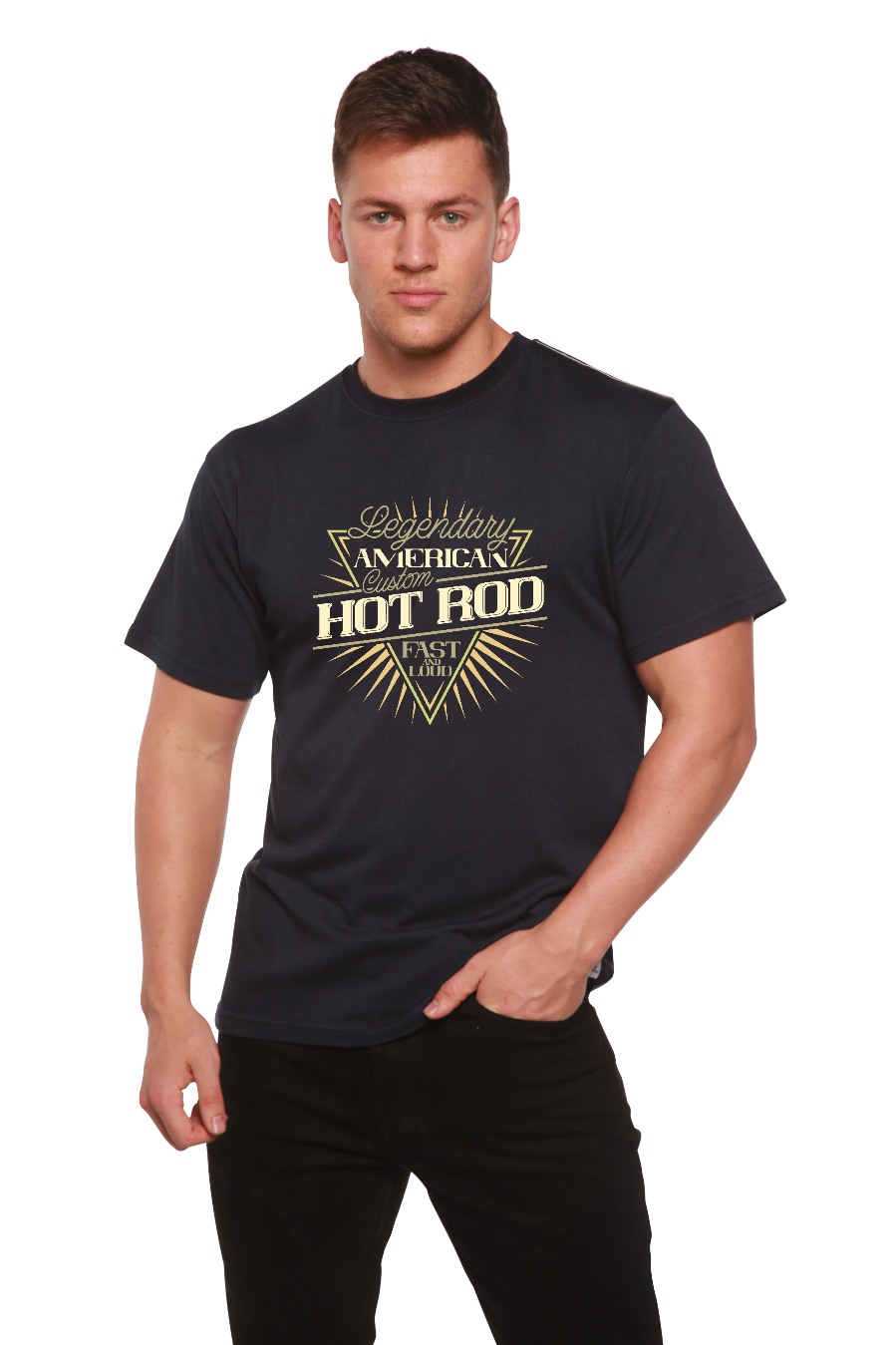 T-shirt graphique Legendary American à manches courtes en viscose de bambou et coton biologique pour homme