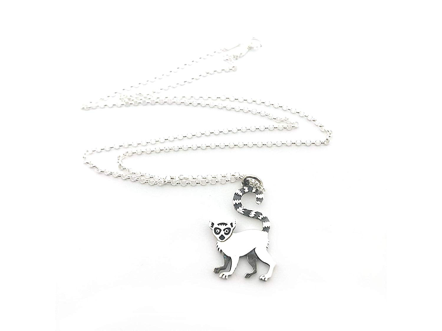 Lemur Charm Necklace - Sterling Silver Jewelry