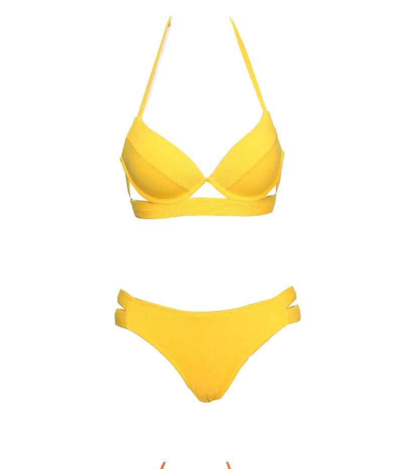 Maillots de bain léopard femme été bandeau sans bretelles maillots de bain femme licou triangle bas de bikini doux maillots de bain deux pièces taille basse push-up bikini ensemble de maillots de bain