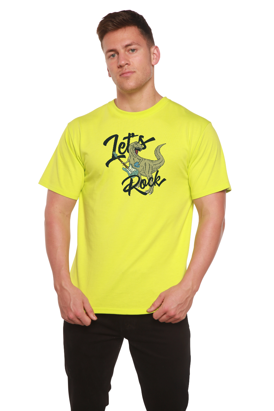 T-shirt graphique à manches courtes pour homme Let's Rock en bambou viscose/coton biologique