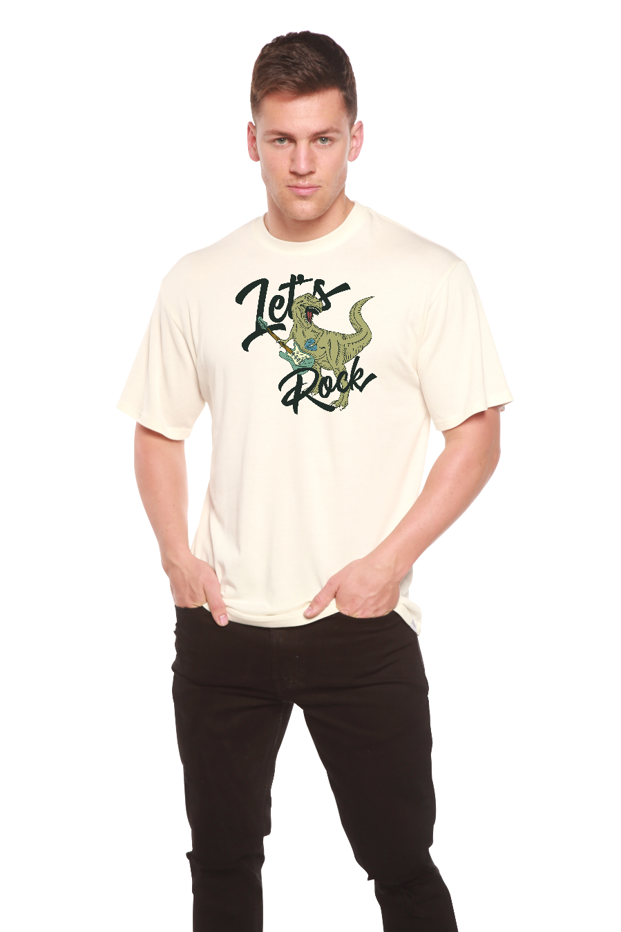 T-shirt graphique à manches courtes pour homme Let's Rock en bambou viscose/coton biologique