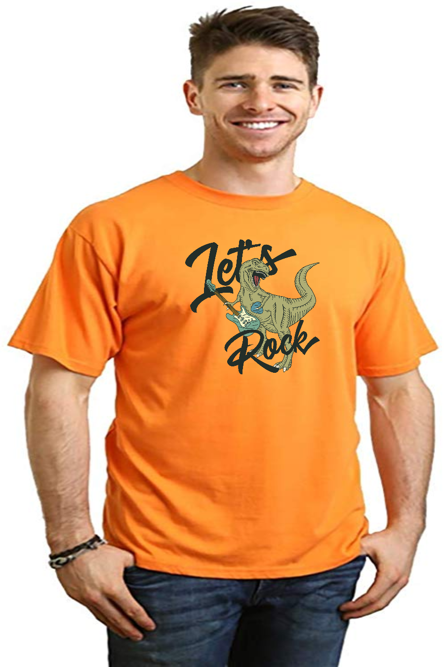 T-shirt graphique à manches courtes pour homme Let's Rock en bambou viscose/coton biologique