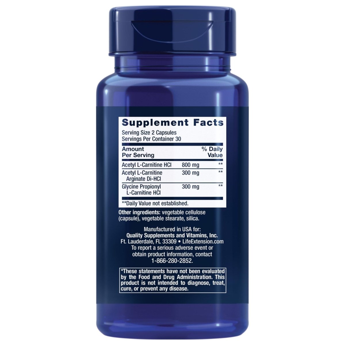 Life Extension Optimized Carnitine 60 gélules