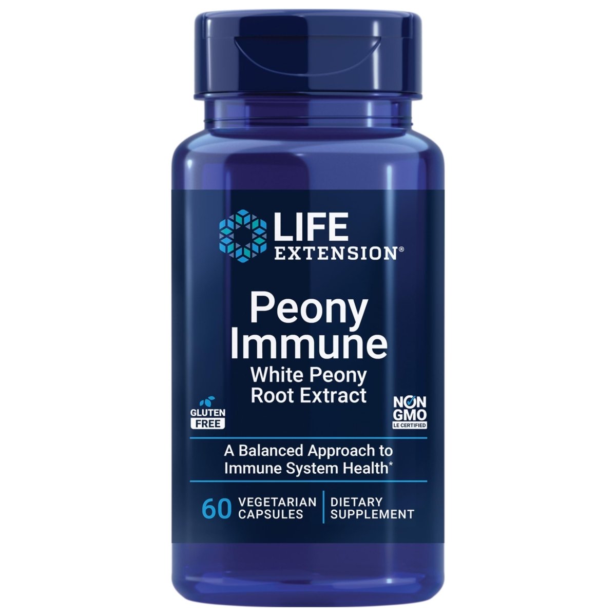 Life Extension Peony Immune – Supplément d'extrait de racine de pivoine blanche pour un soutien immunitaire sain et l'équilibre cellulaire – Sans OGM, sans gluten, végétarien – 60 gélules