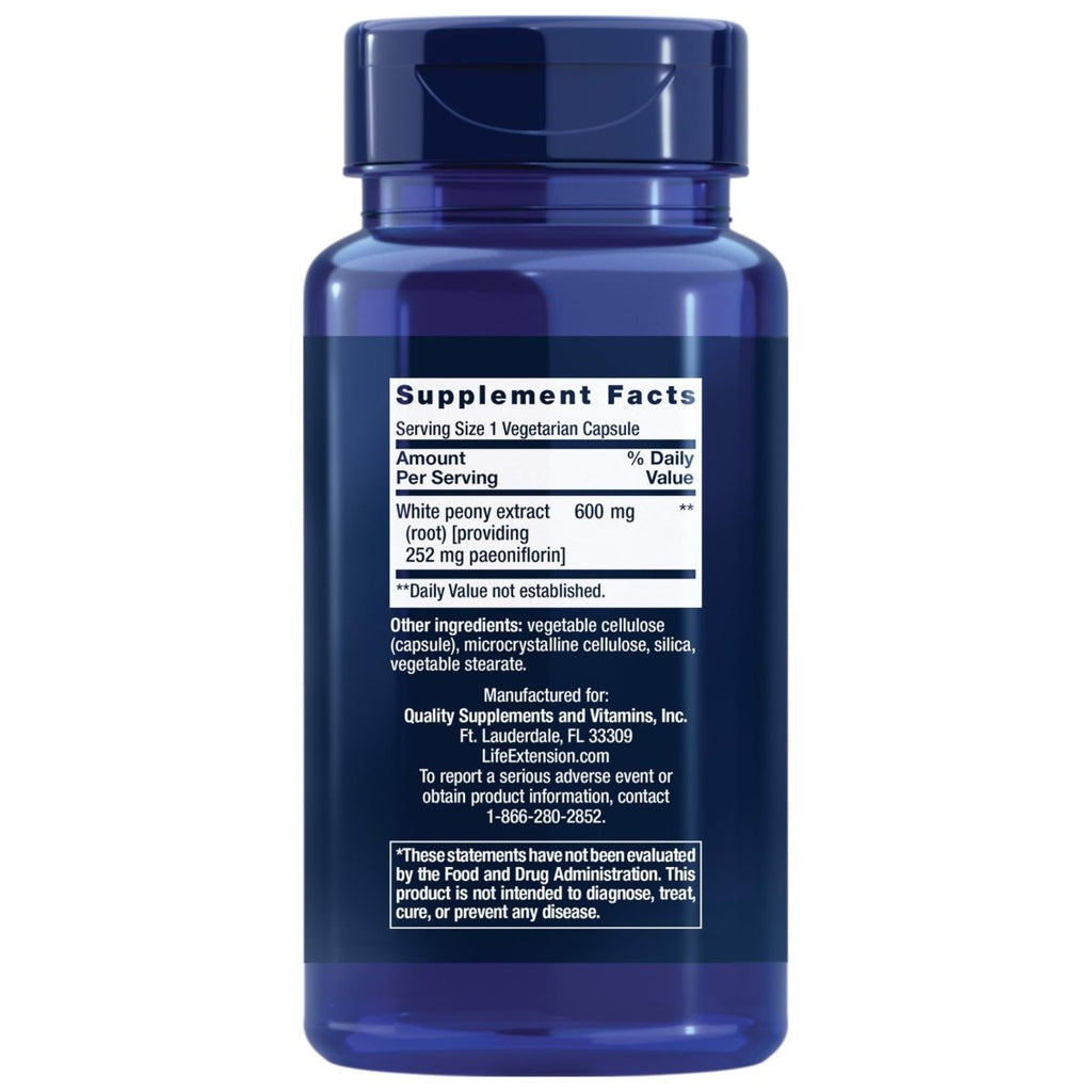 Life Extension Peony Immune – Supplément d'extrait de racine de pivoine blanche pour un soutien immunitaire sain et l'équilibre cellulaire – Sans OGM, sans gluten, végétarien – 60 gélules