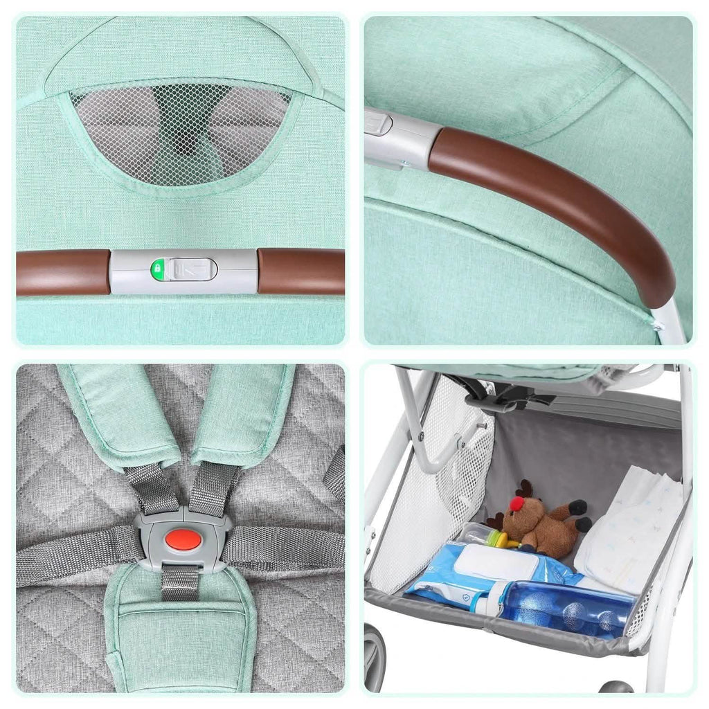 Poussette parapluie pliable bébé bleu clair légère de voyage
