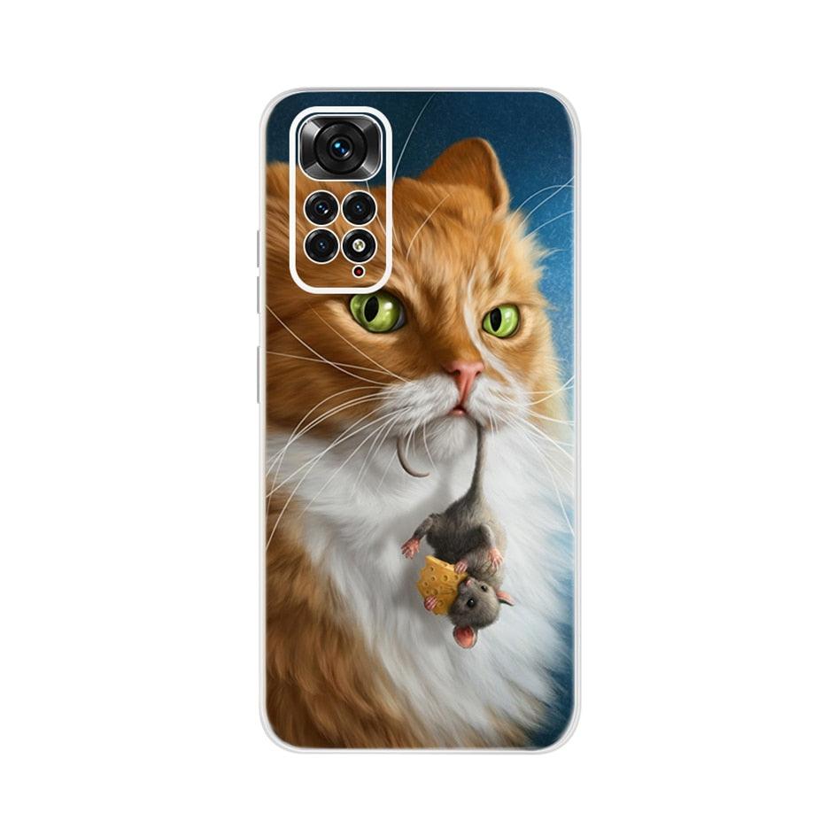 Étui lumineux pour coque de téléphone Redmi en PC souple et dur, antichoc, anti-rayures pour Xiaomi Redmi Note 11, étui de luxe avec motif chat papillon en silicone souple, protection complète pour Xiaomi Redmi Note 11S