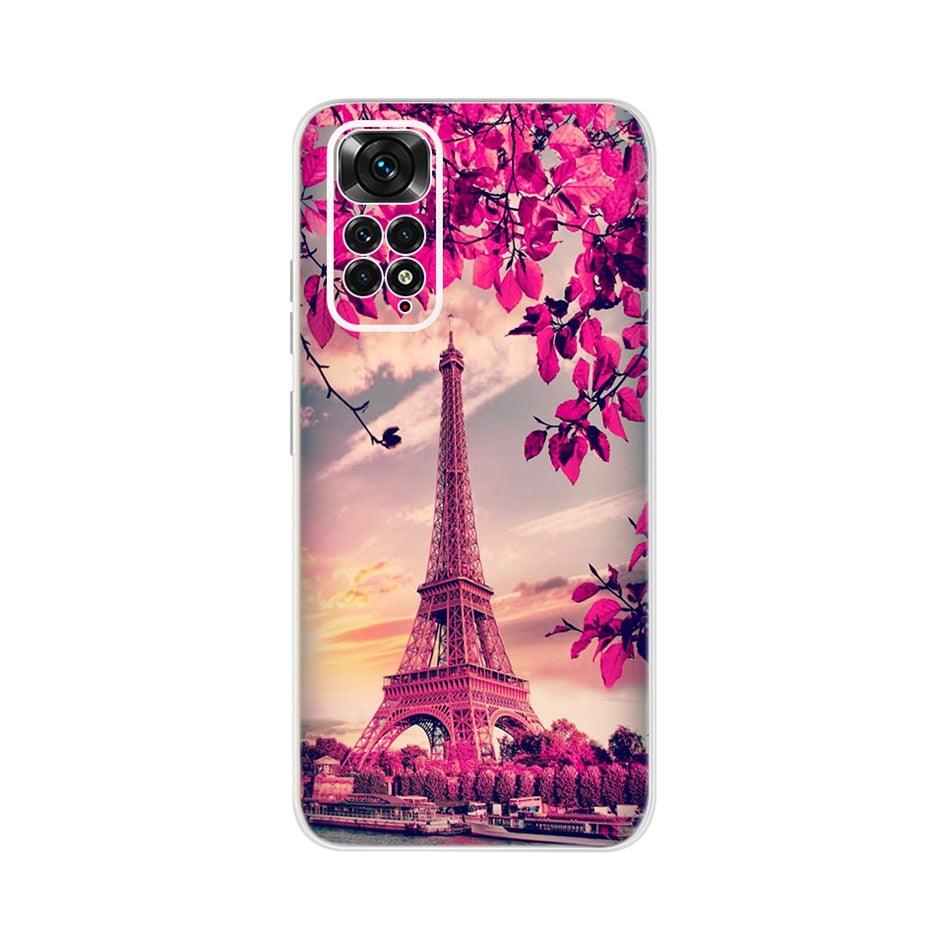 Étui lumineux pour coque de téléphone Redmi en PC souple et dur, antichoc, anti-rayures pour Xiaomi Redmi Note 11, étui de luxe avec motif chat papillon en silicone souple, protection complète pour Xiaomi Redmi Note 11S