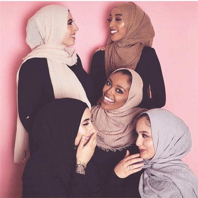 Écharpe légère et douce de mode, en coton et lin froissé, châle, hijab pour femme musulmane, turbans, vêtements islamiques, couvre-chef pour femme