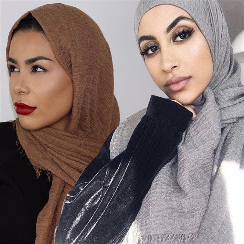 Écharpe légère et douce de mode, en coton et lin froissé, châle, hijab pour femme musulmane, turbans, vêtements islamiques, couvre-chef pour femme