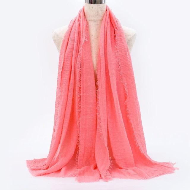 Écharpe légère et douce de mode, en coton et lin froissé, châle, hijab pour femme musulmane, turbans, vêtements islamiques, couvre-chef pour femme
