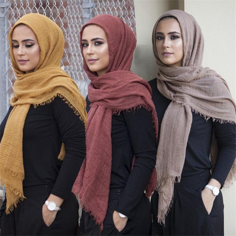Écharpe légère et douce de mode, en coton et lin froissé, châle, hijab pour femme musulmane, turbans, vêtements islamiques, couvre-chef pour femme