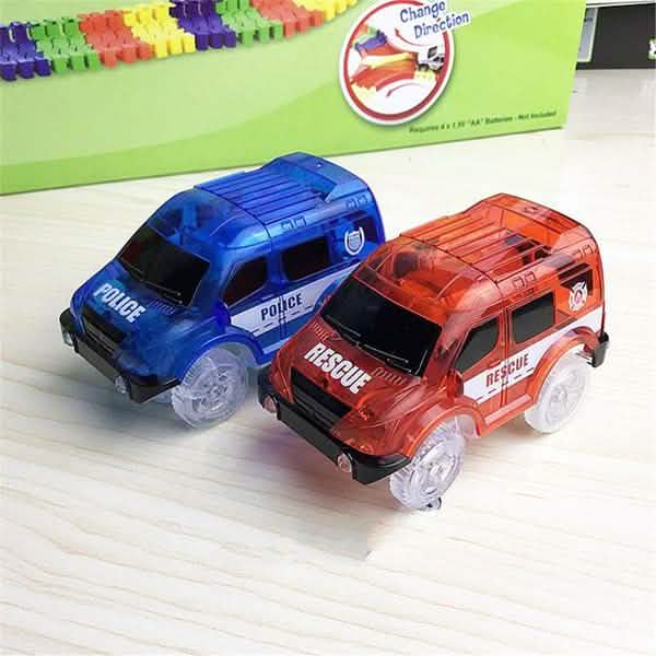Voiture de course avec 5 lumières LED clignotantes pour circuit lumineux