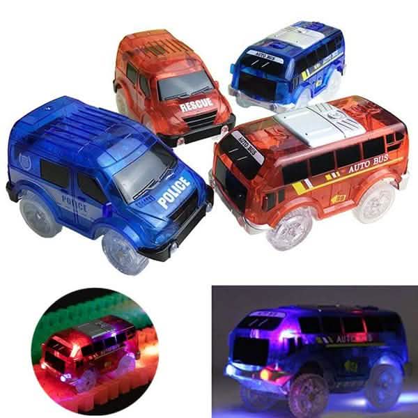 Voiture de course avec 5 lumières LED clignotantes pour circuit lumineux