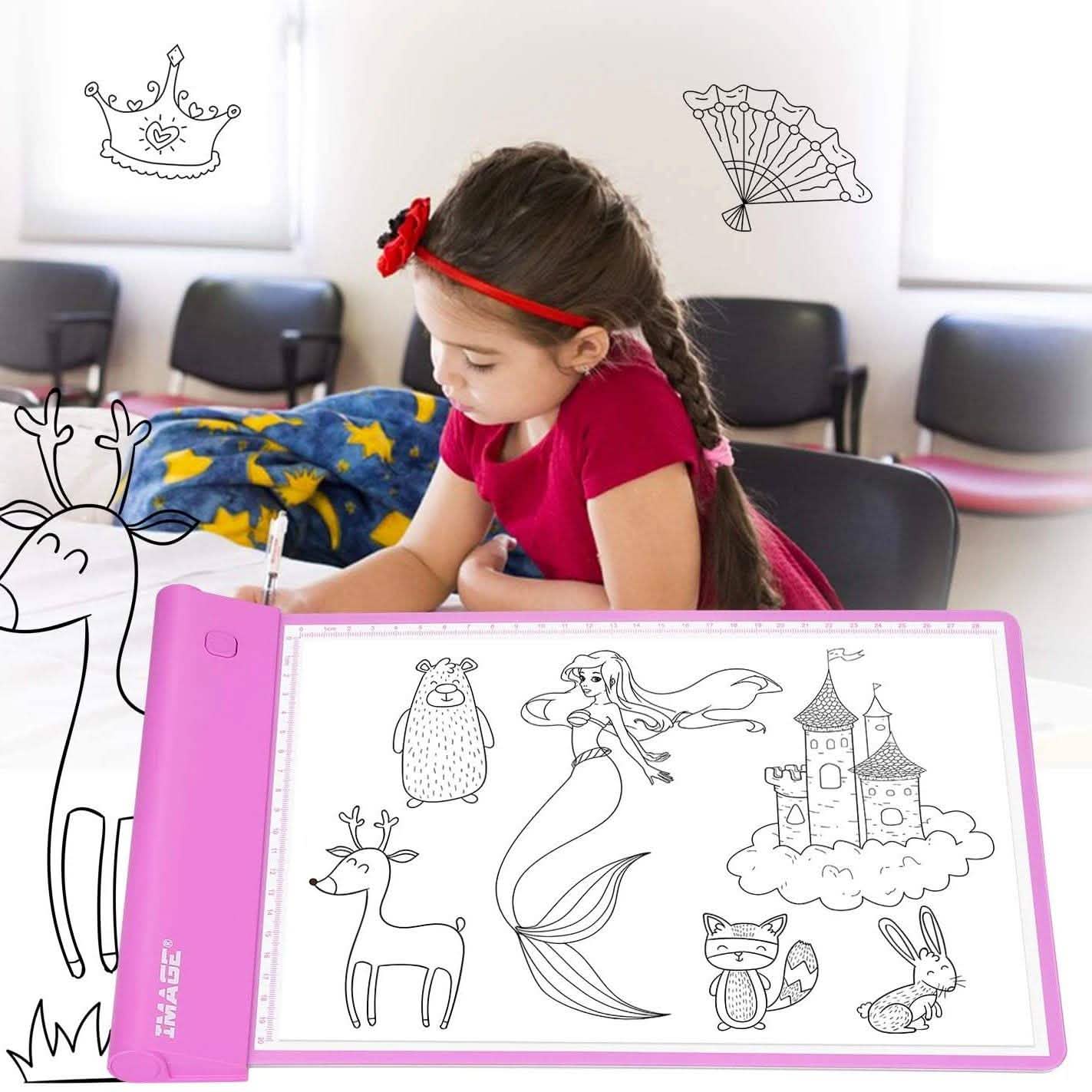 Tablette lumineuse de traçage Rose, jouet cadeau d'art et de dessin pour enfant