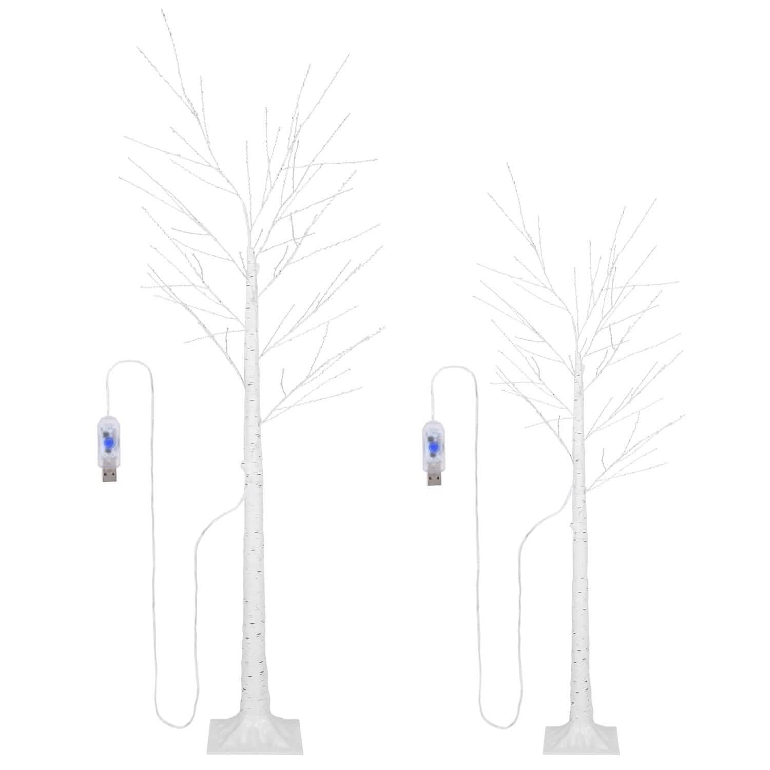 Arbre de bouleau lumineux – Arbre artificiel en bouleau blanc avec 8 modes d'éclairage blanc chaud