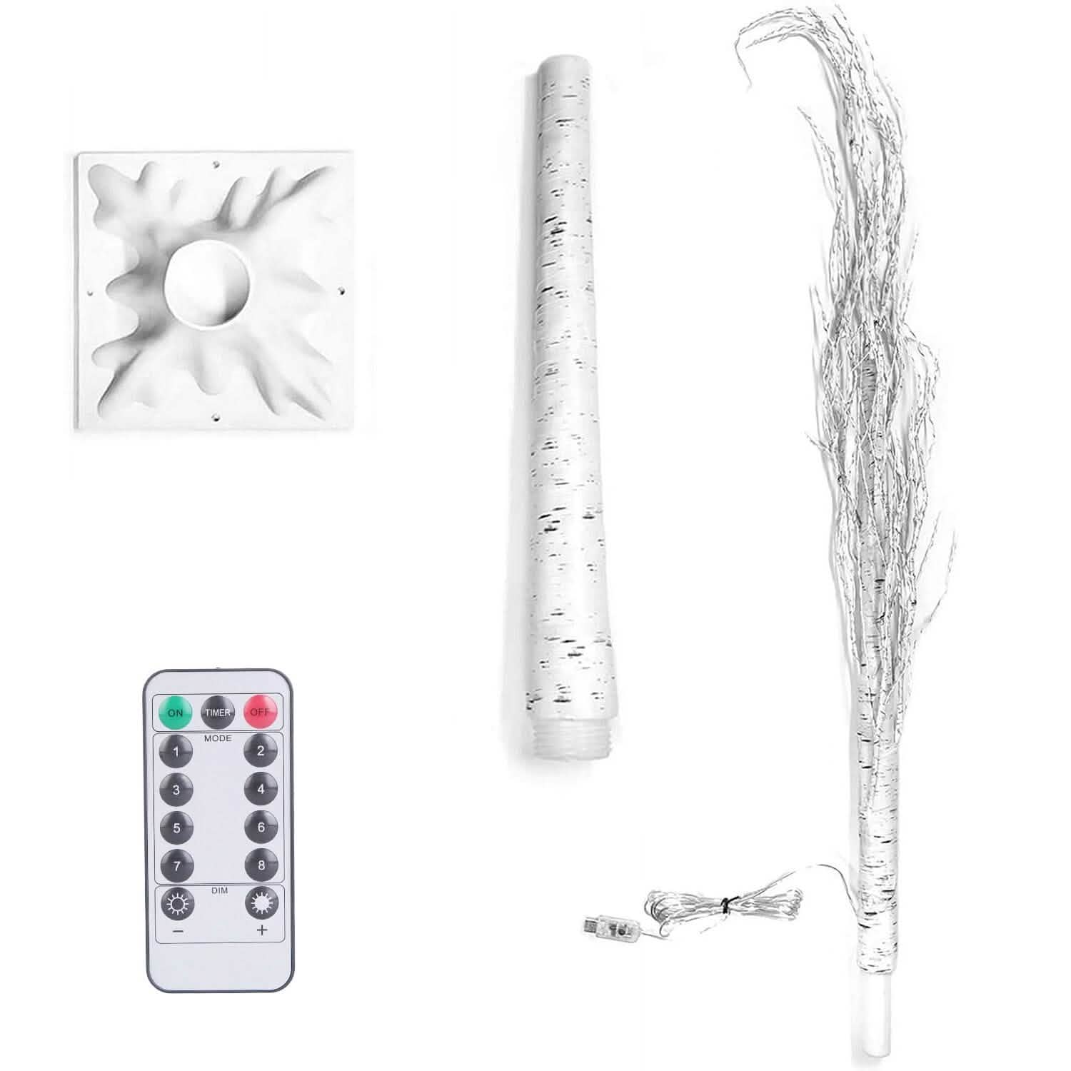 Arbre de bouleau lumineux – Arbre artificiel en bouleau blanc avec 8 modes d'éclairage blanc chaud