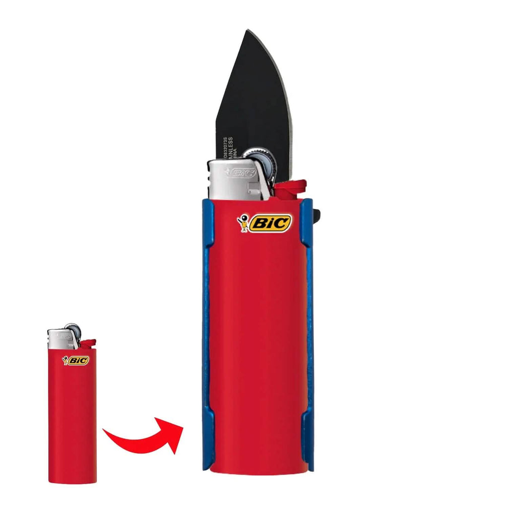 Étui pour briquet et couteau de poche assisté par ressort