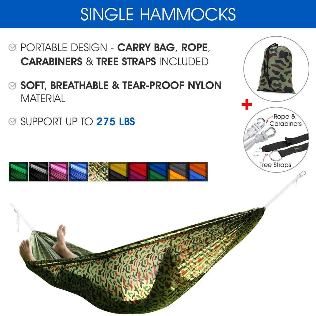 Hamac de camping léger avec sangle et sac de transport